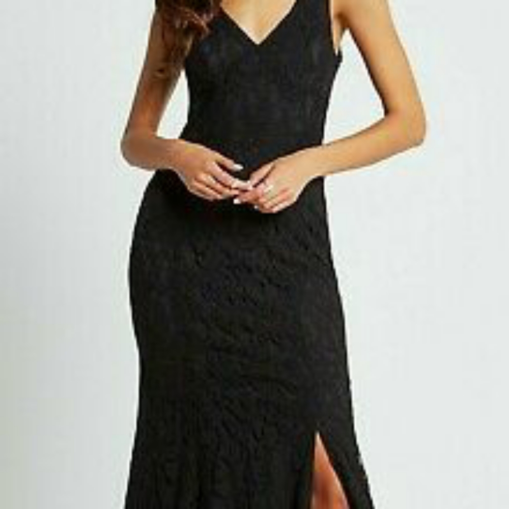 BCBGeneration Floral Lace Side Slit Dress